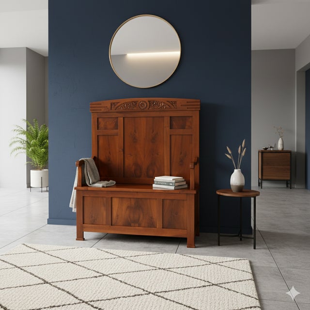 This refined bench with armrests, dating back to the first half of the 20th century, is an excellent example of the art...