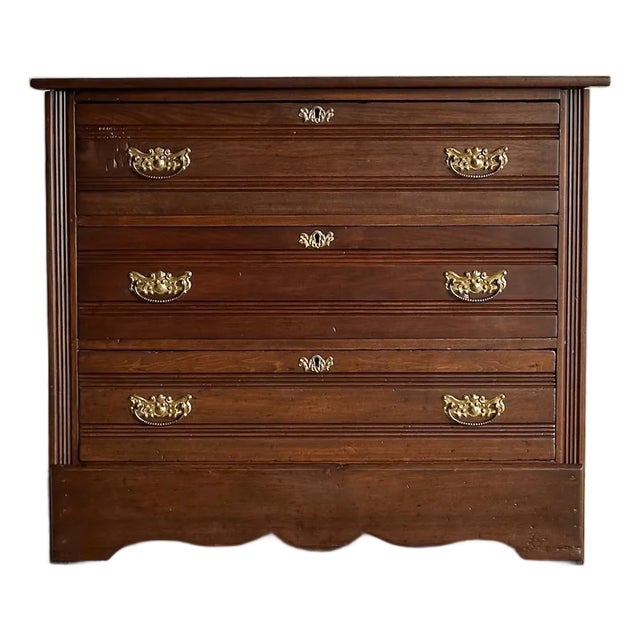 Antique Victorian Wooden Chest of Drawers, C. 1890–1910 For Sale