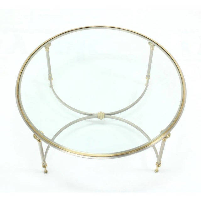 Mid-Century Modern Mid-Century Modern Round Glass Brass and Pewter Coffee Table For Sale - Image 3 of 8