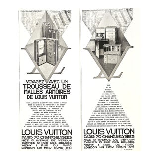 1930 Rare Pair-Original French Art Deco Advertisement Prints-Louis Vuitton Travel Products For Sale