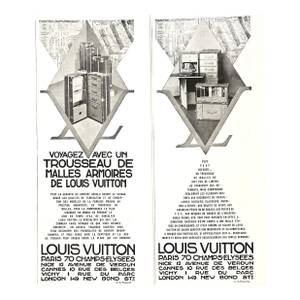 1930 Rare Pair-Original French Art Deco Advertisement Prints-Louis Vuitton Travel Products