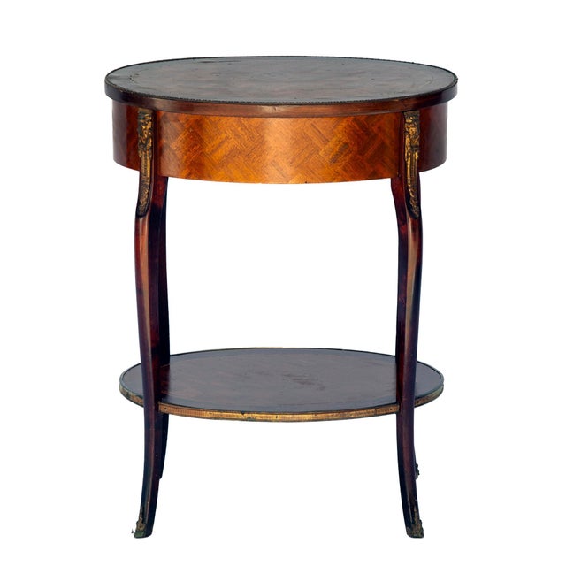 Delicate Oval Parquet Wood Entry Table For Sale - Image 4 of 11