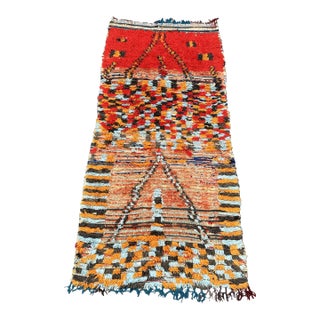 1990s Vintage Handmade Moroccan Accent Rug - 3'6" X 7'9" Ft For Sale