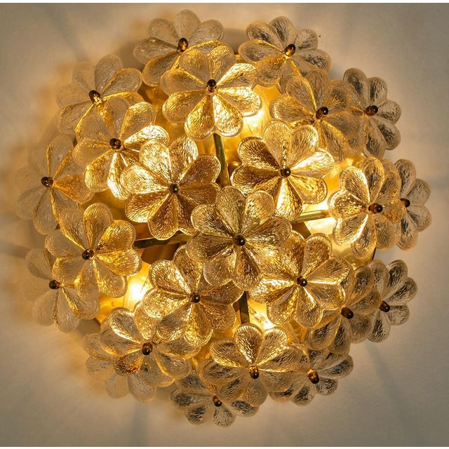 Glass and Brass Floral Wall Light by Ernst Palme, 1970s For Sale - Image 9 of 15