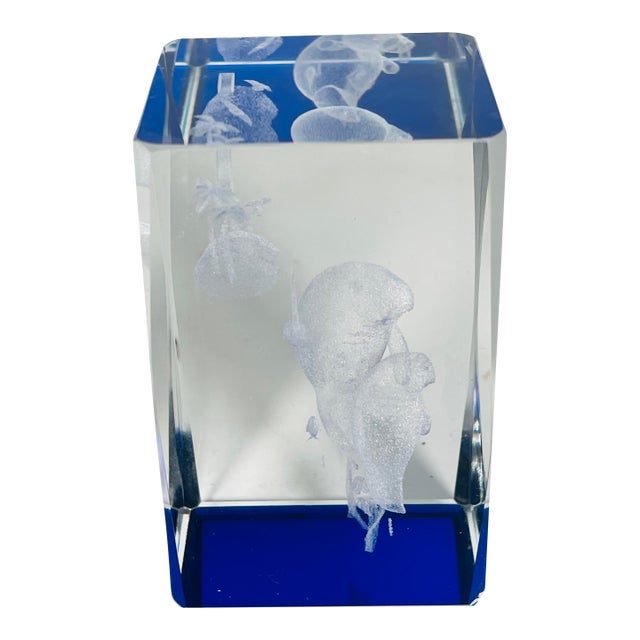 1970s Manatee Glass Florida Paperweight For Sale