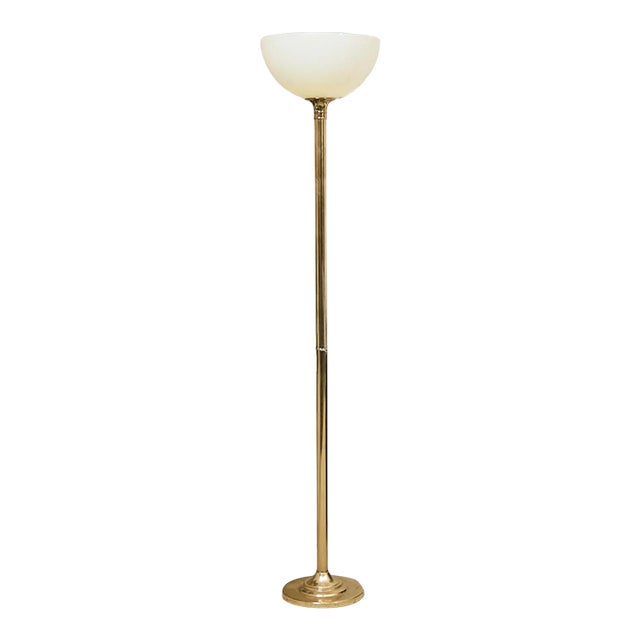 Vintage Torchiere Brass Floor Lamp For Sale