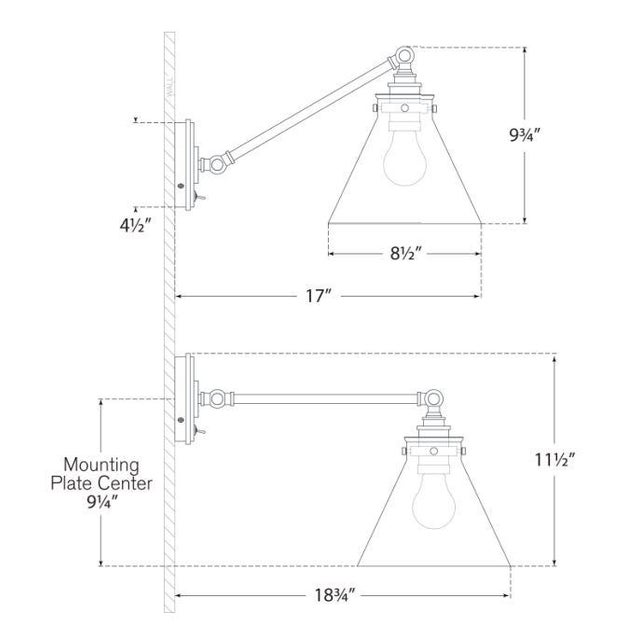 Traditional Chapman & Myers for Visual Comfort Signature Parkington Single Library Wall Light in Antique-Burnished Brass with Clear Glass For Sale - Image 3 of 3
