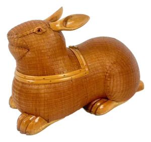 Shanghai Zhejiang Handicrafts Collection Wicker Rabbit Box, 1950s