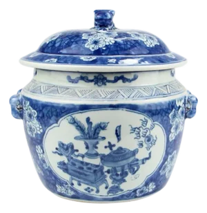 Chinoiserie Covered Jar with Foo Dog Lid