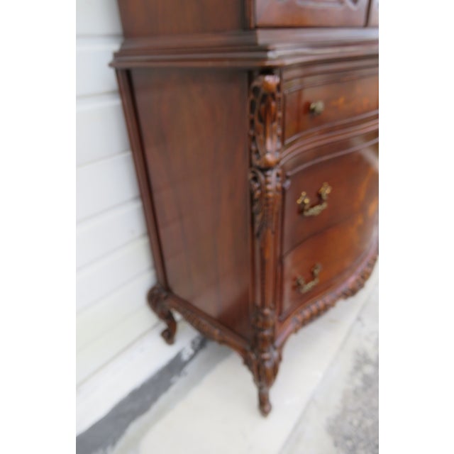 Early 1900s Homer Bros Tall Carved Inlay China Display Cabinet Cupboard 6136 For Sale - Image 14 of 18