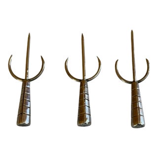 1960s Taxco Sterling Silver Corn on the Cob Holders or Olive Forks- Set of 3 For Sale