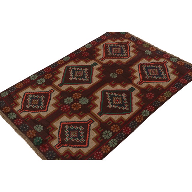 Traditional Rug & Kilim’s Afghan Baluch Tribal Rug in Rust Tones With Geometric Medallions For Sale - Image 3 of 7