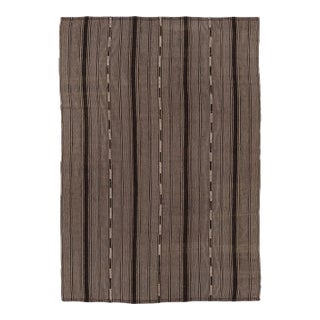 Vintage Persian Kilim, Brown and Beige Geometric Striped Patterns - Rug & Kilim For Sale