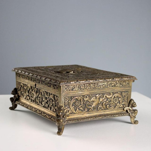 Vintage Chiseled Bronze Chest For Sale - Image 6 of 11