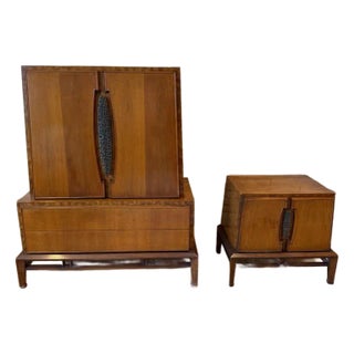 Attributed/Styled After: Helen Hobey Baker Mid-Century Modern Set of 2: Highboy Dresser & Nightstand - One Owner For Sale