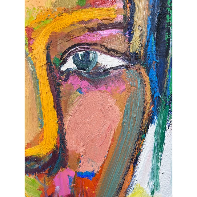 Wood Contemporary Abstract Portrait Original Oil Painting For Sale - Image 7 of 12