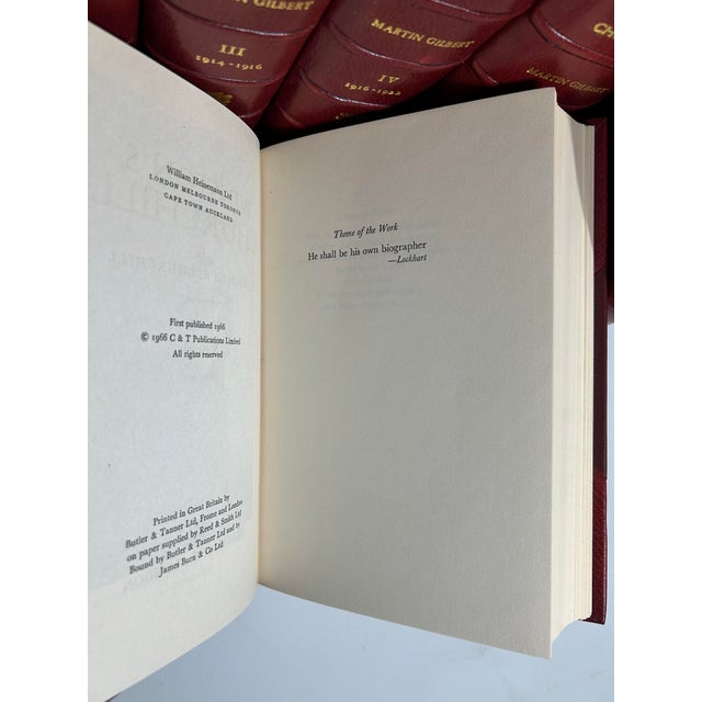 1960s 1960s Illustrated Red Leather Octavo Volume Set, Randolph S. Churchill and Martin Gilbert's the Life of Winston S. Churchill - 8 Books For Sale - Image 5 of 13