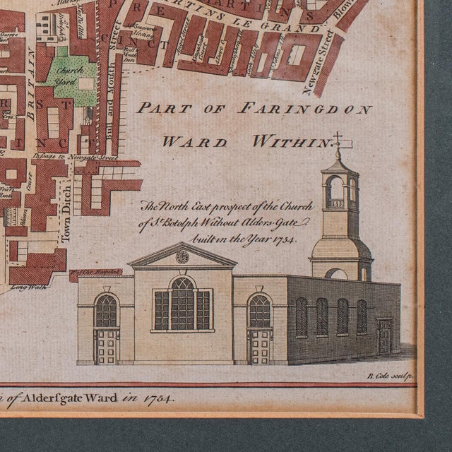 Antique London Street Map, Aldersgate, English, Framed, the Barbican, Georgian For Sale - Image 10 of 11