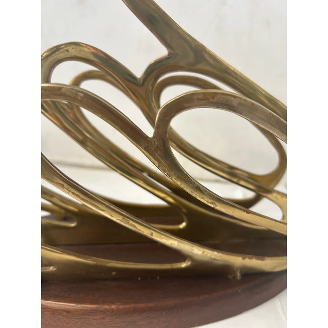 Maison Jansen 1980s Swan Shaped Brass Magazine Rack For Sale - Image 4 of 8