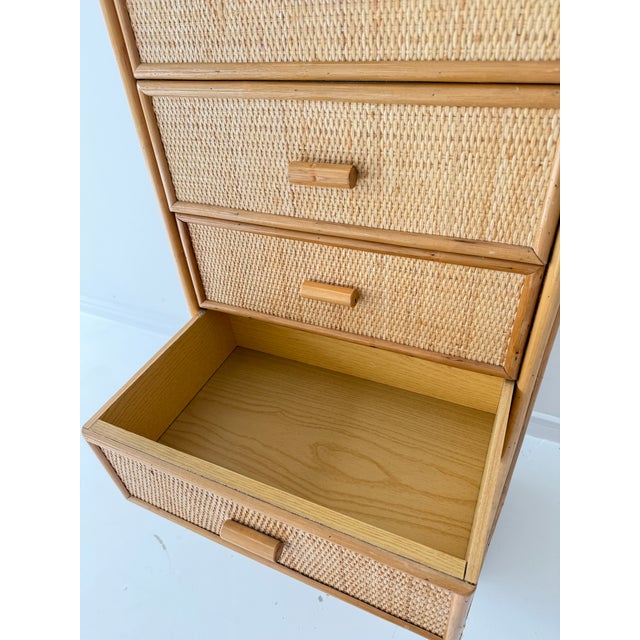 Tan Vintage Rattan Wicker 6-Drawer Dresser, 1960s For Sale - Image 8 of 12