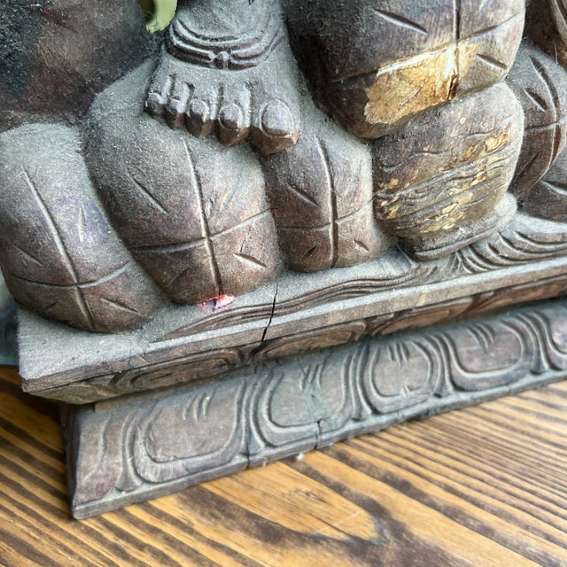 1920s Antique Wooden Goddess Statue For Sale - Image 5 of 8