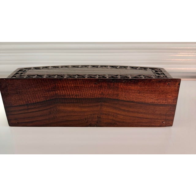 Charming vintage hand-carved wooden letter holder featuring two divided compartments and an elegant arched silhouette. The...