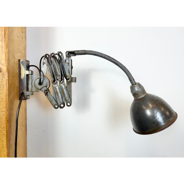 Vintage Industrial Scissor Wall Lamp from Elektroinstala, 1960s For Sale - Image 13 of 18