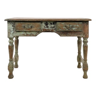 Weathered Wooden Desk with Drawers For Sale