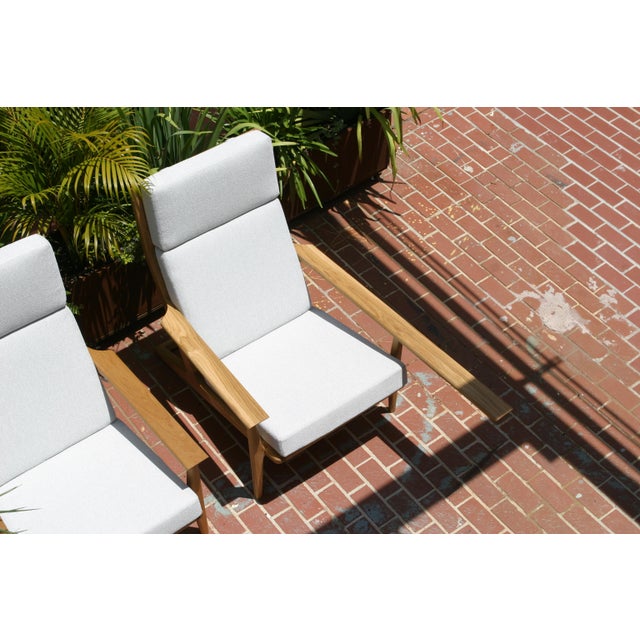 Pair of White Oak Outdoor Lounge Chairs For Sale - Image 11 of 16