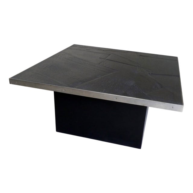 Chrome-Plated Metal and Black Resin Coffee Table, 1970 For Sale