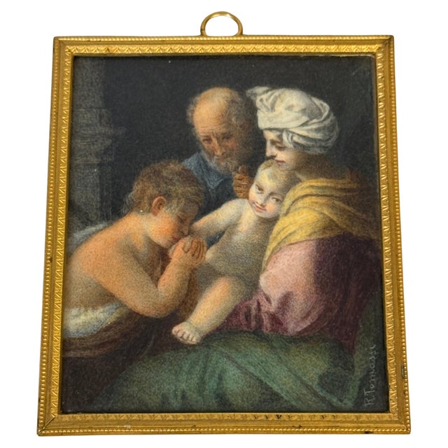 Baroque Italian Grand Tour Miniature of the Holy Family, Signed R. Tomassi, Rome, 19th C For Sale - Image 3 of 18