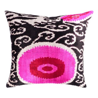 Dogon Silk Velvet Ikat Throw Pillow Cover, For Sale