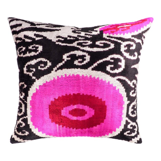 Dogon Silk Velvet Ikat Throw Pillow Cover, For Sale