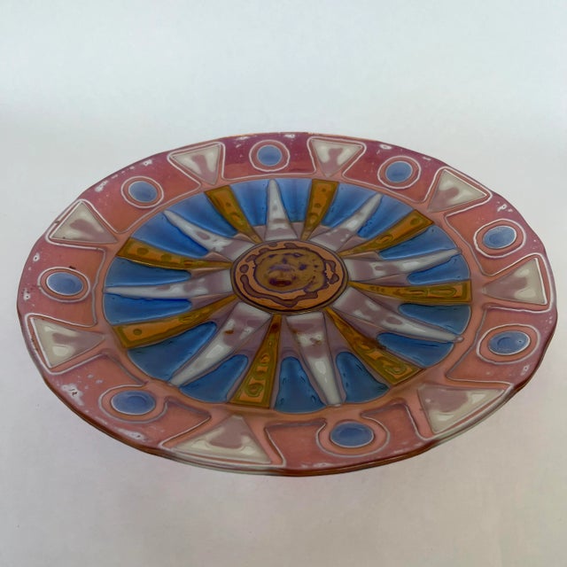 Blue Higgins Glass Charger Plate With Gold For Sale - Image 8 of 12