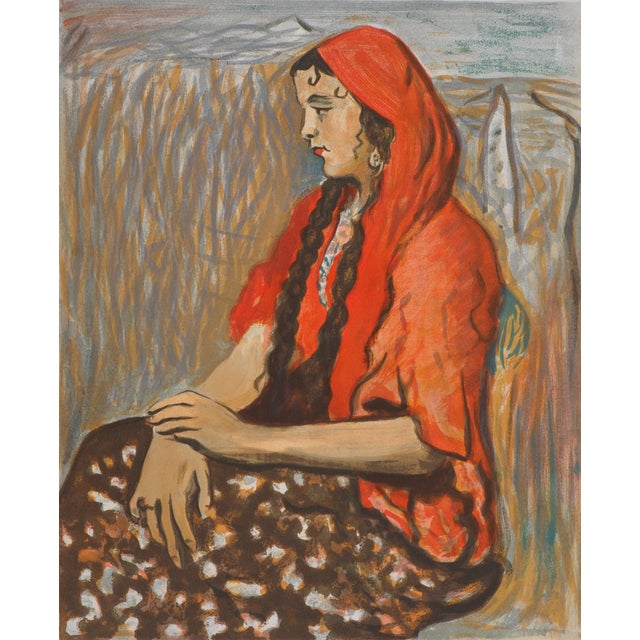 Lucien Mainssieux, Woman, Original Signed Lithograph, 1949 For Sale