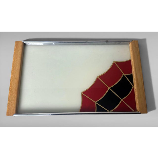Art Deco French Opaline Glass Tray With Reverse-Painted Decoration For Sale - Image 4 of 17