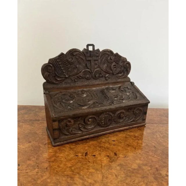 Victorian Carved Oak Candle Box, 1860s For Sale - Image 4 of 7