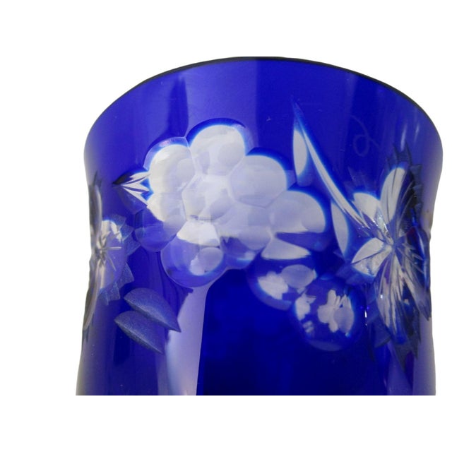 1920s Vintage Nachtmann Traube Cobalt Blue Cut to Clear Punch Cup Grape Design Euc For Sale - Image 5 of 12