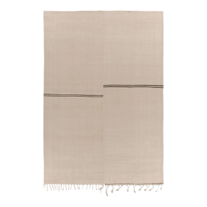 Rare Vintage Turkish Kilim in Off-White and Beige With Black Stripes