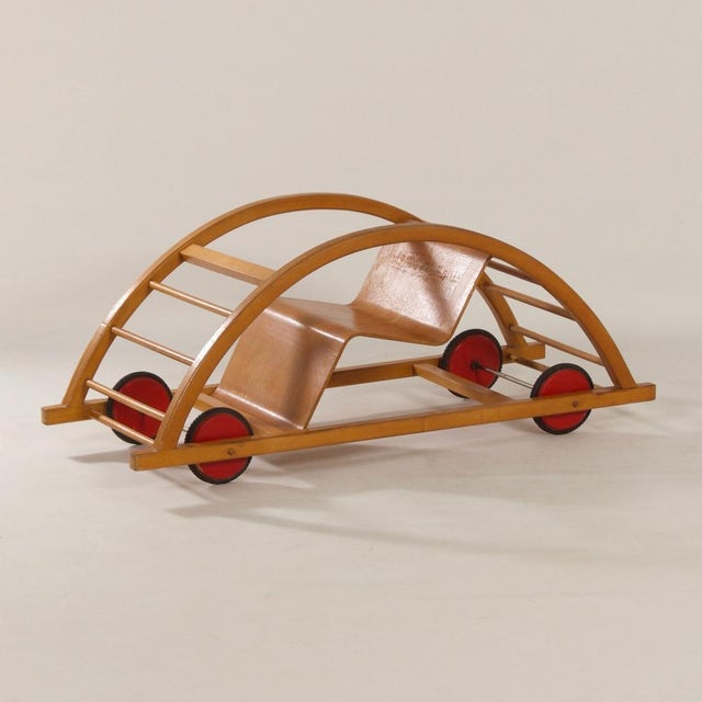 Brown Reversible Rocking Chair by Brockhage for Siegfried Lenz Berggieszhübel, 1950s For Sale - Image 8 of 14