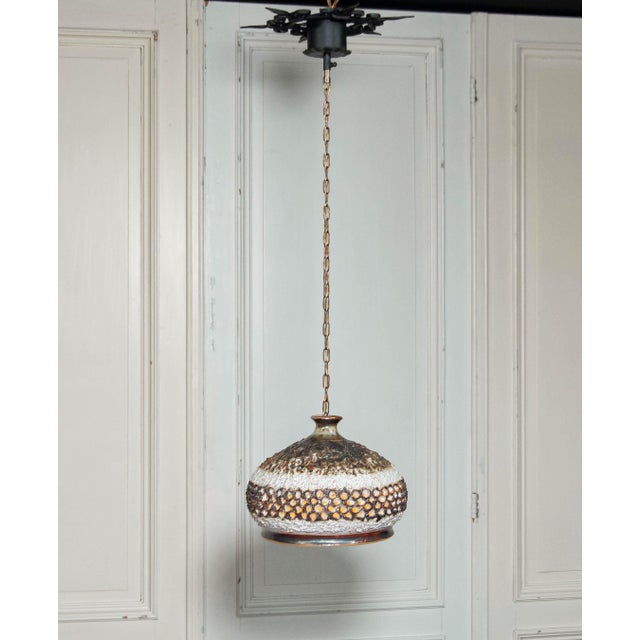 Brown Vintage Brutalist Pendant Lamp from Sejer Factory, 1960s For Sale - Image 8 of 9