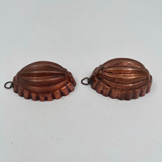 Mid 20th Century Vintage Mini Melon Copper Molds - Set of 2 For Sale - Image 5 of 10