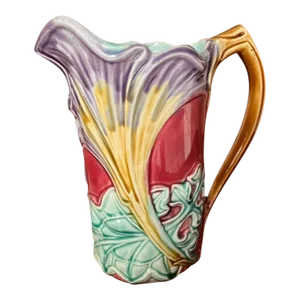 Late 19th Century Art Nouveau French Majolica Pitcher