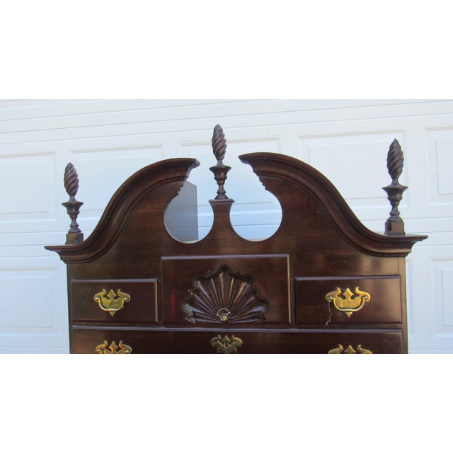 Ethan Allen 1980s Ethan Allen Highboy Chest of Drawers Cherry Chippendale 2 Pieces For Sale - Image 4 of 11