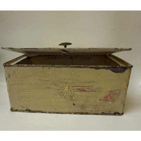 Mid 20th Century Primitive American Metal Bread Box With Original Green Under-Patina For Sale - Image 4 of 12