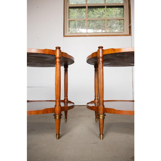 Mid-Century Modern 1960s Baker Round Walnut Side Tables, a Pair For Sale - Image 3 of 7