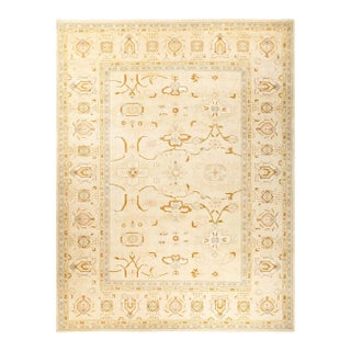 Eclectic, One-of-a-Kind Hand-Knotted Area Rug in Ivory, 9' 3" x 12' 4" For Sale