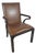 Vintage Baker Furniture Brown Leather & Ebonized Wood Armchair For Sale