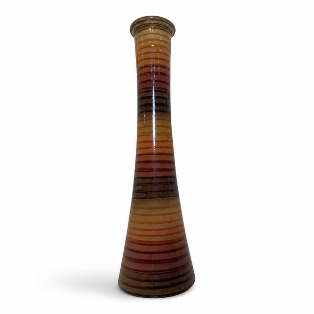 Vintage Mid-Century Spanish Multi Stripe Vase For Sale