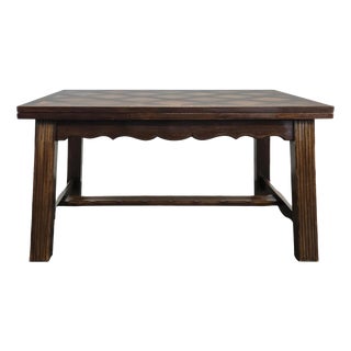 Extendable Monastery Table in Oak with Versailles Parquet Top For Sale